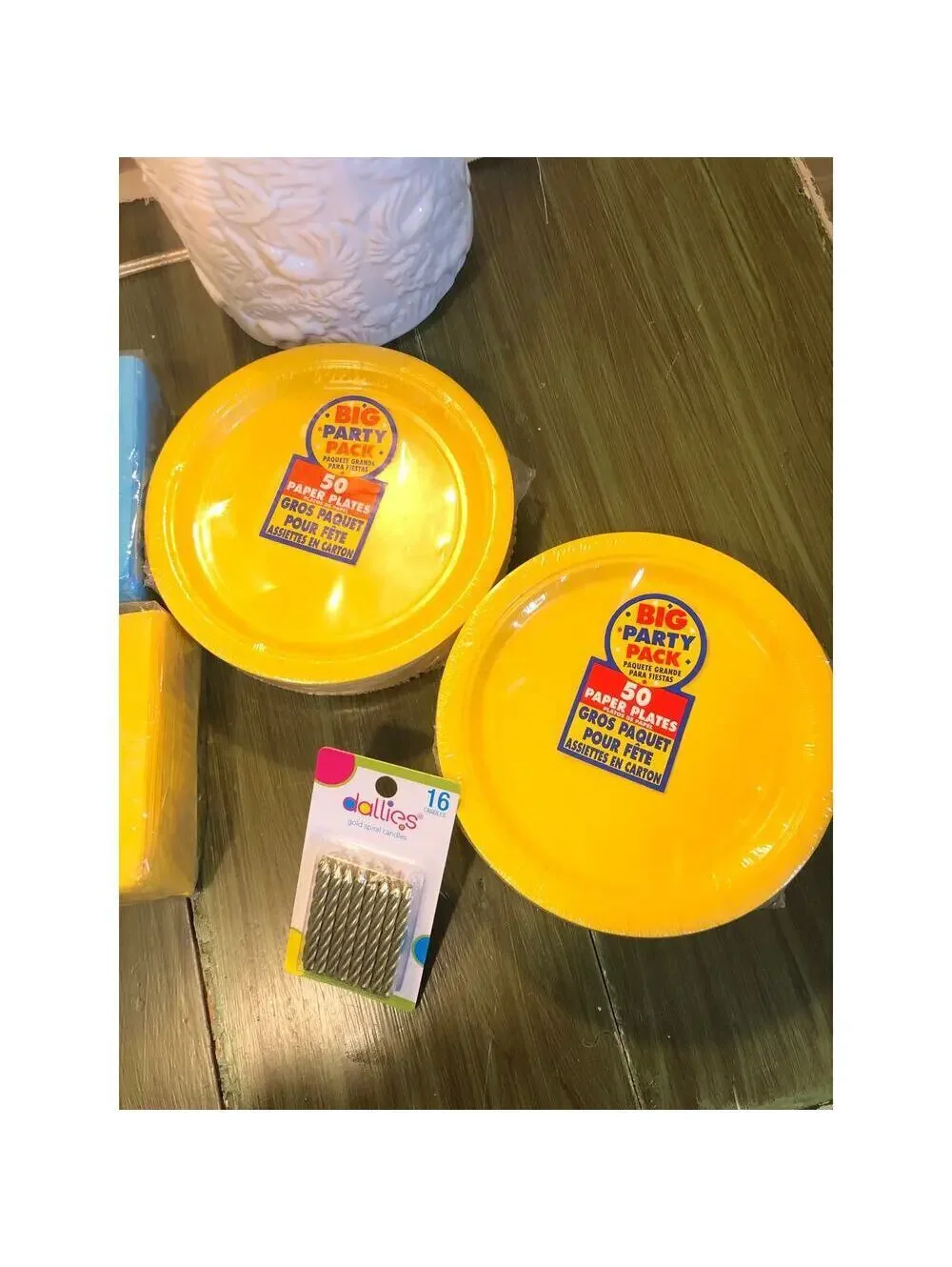 Dallies NEW Blue and Yellow Party Pack - Napkins, Small Plates, Candles